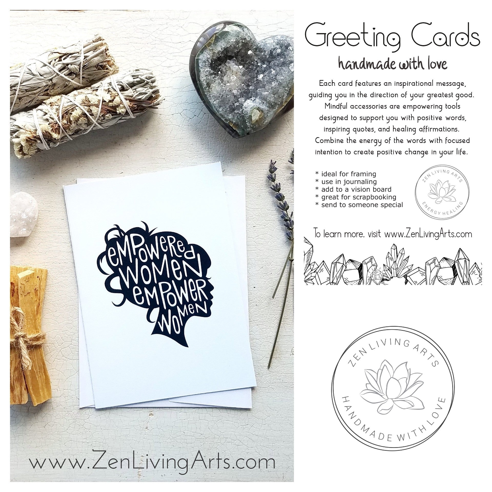 EMPOWERED WOMEN ... Art Print. Inspirational Greeting Card & Envelope. Size 5x7.