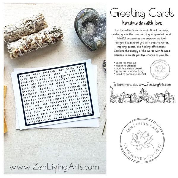 AS YOU MOVE THROUGH THIS LIFE ... Art Print. Inspirational Greeting Card & Envelope. Size 5x7.