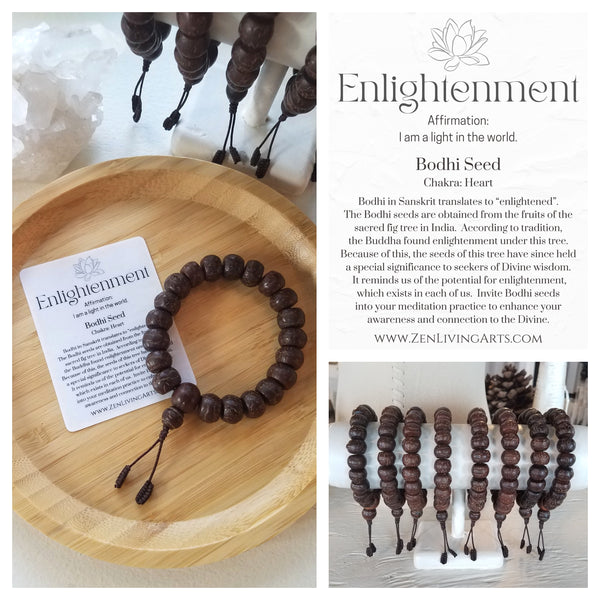 ENLIGHTENMENT. Bodhi Seed Bead Bracelet. Adjustable Wood Bracelet. Buddha Bracelet. Mindfulness & Meditation.