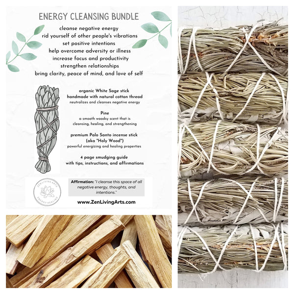 Pine, White Sage, & Palo Santo. Premium Smudging Sticks. Energy Cleansing Bundle.