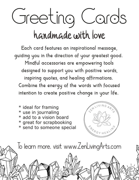 LOVING KINDNESS MANTRA. Art Print. Inspirational Greeting Card & Envelope. Size 5x7.