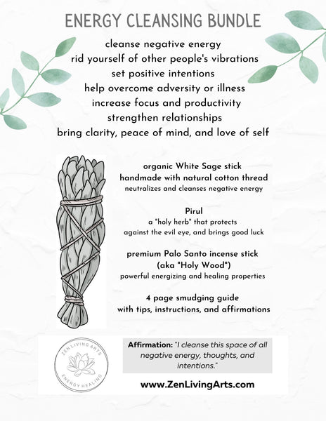 Pirul, White Sage, & Palo Santo. Premium Smudging Sticks. Energy Cleansing Bundle.