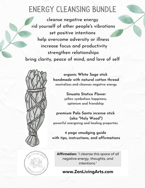 Yellow Sinuata, White Sage, & Palo Santo. Premium Smudging Sticks. Energy Cleansing Bundle.