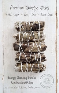 Yerba Santa, White Sage, & Palo Santo. Premium Smudging Sticks. Energy Cleansing Bundle.