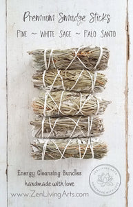 Pine, White Sage, & Palo Santo. Premium Smudging Sticks. Energy Cleansing Bundle.