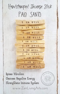 I AM WELL. Positive Affirmation Palo Santo Incense Stick. Handstamped Smudging Stick. Holy Wood.