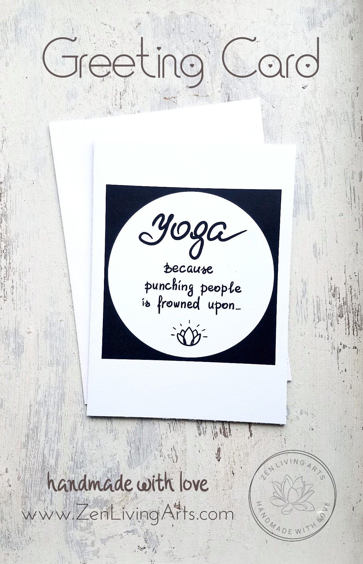 YOGA ... Art Print. Inspirational Greeting Card & Envelope. Size 5x7.