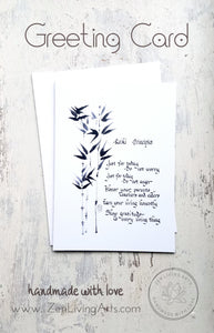 REIKI PRINCIPLES. Art Print. Inspirational Greeting Card & Envelope. Size 5x7.